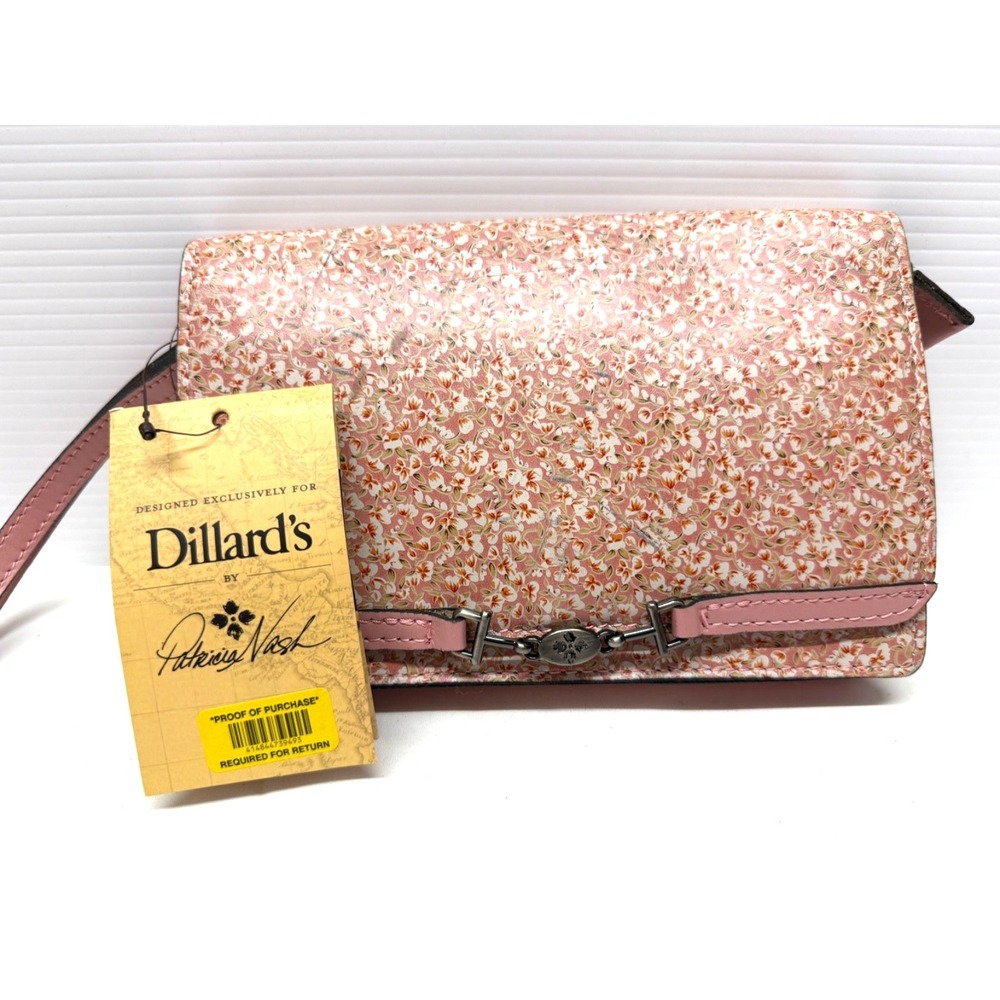NWT AUTH PATRICIA NASH APRICALE LEATHER CLUTCH/ CROSSBODY BAG-$169-BLUSH BOUQUET